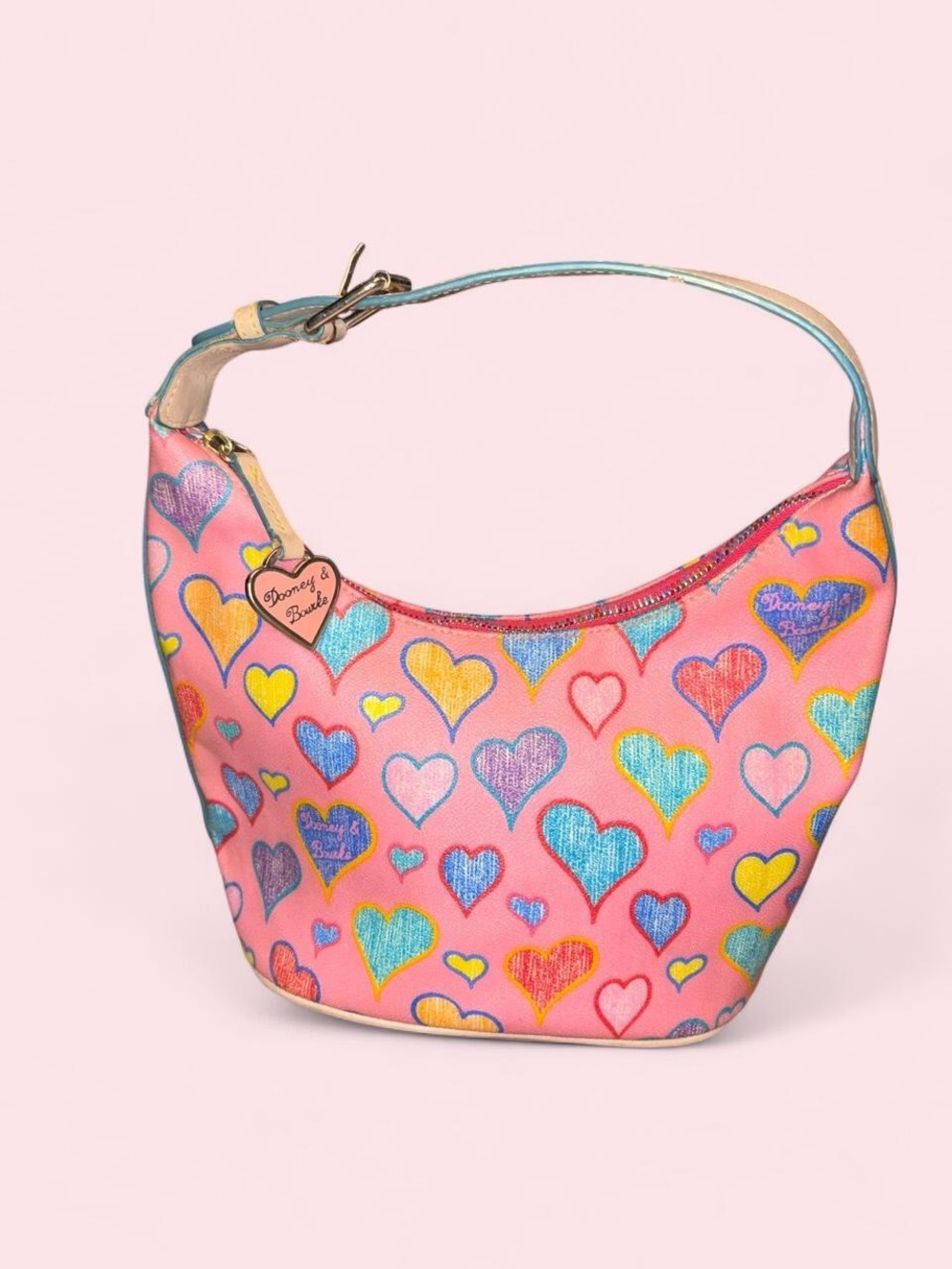 Dooney and Bourke Pink Heart-Print Hobo Bag